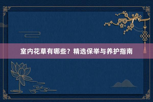 室内花草有哪些？精选保举与养护指南